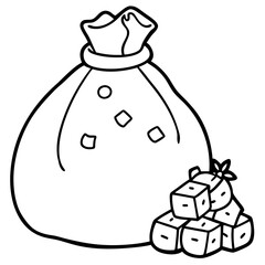 Overflowing Sack of Toy Shapes Dolls, Trains, and Blocks Vector Art