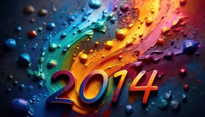 Colorful Paint Flow with 2014 Year Design