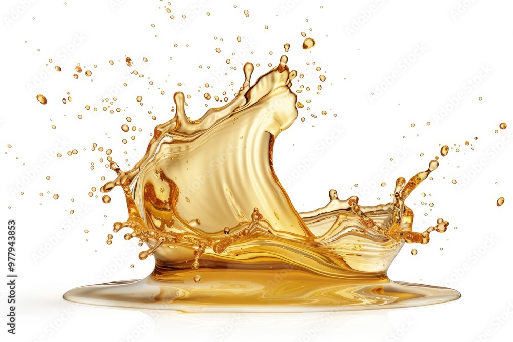 Poster a close-up shot of a splash of liquid on a white surface, great for backgrounds or design elements