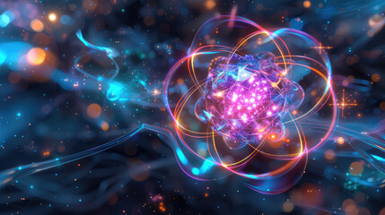 Atomic nucleus particle physics model orbiting electrons