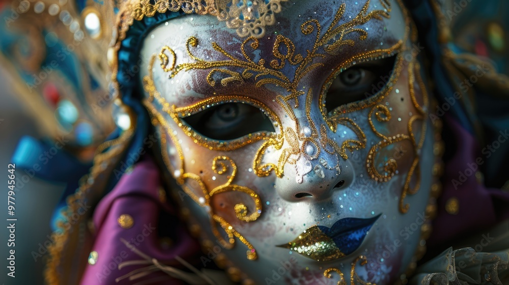 Poster close-up photo of a person's face wearing a mask, great for use in various scenarios where anonymity