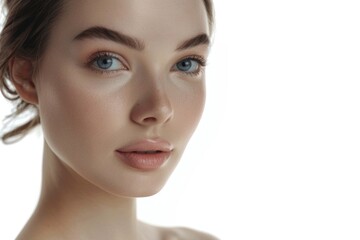 Fototapeta premium A close-up shot of a woman's face showing her striking blue eyes