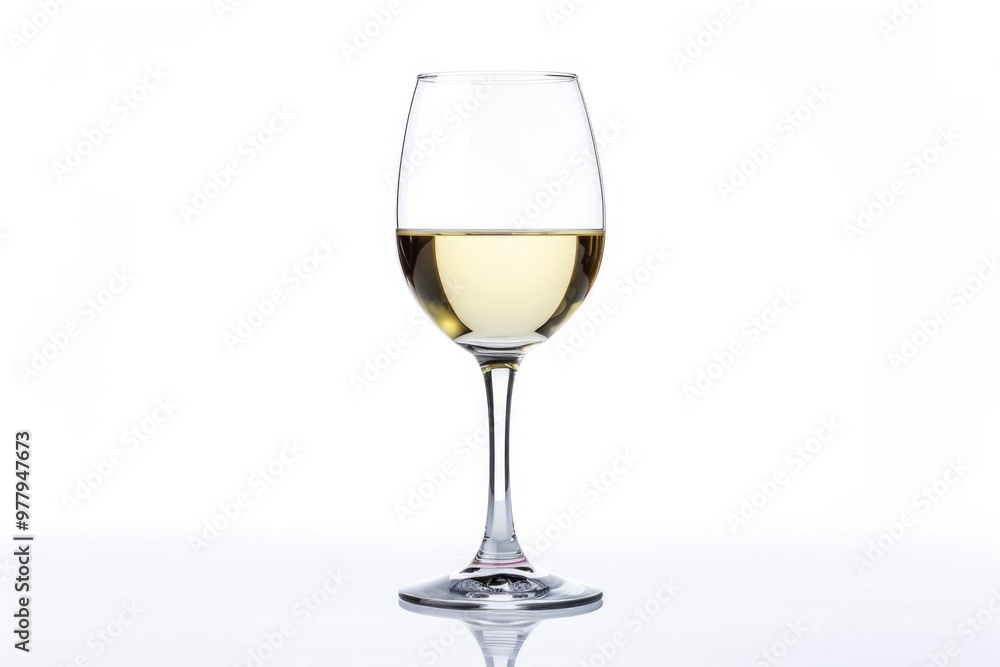 Wall mural a single glass of white wine sitting on a table