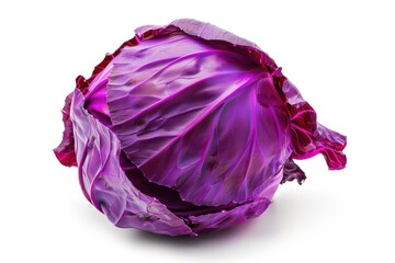 Obraz premium A close-up shot of a purple cabbage on a white surface