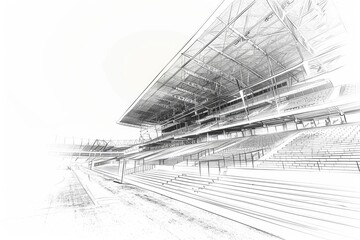 Fototapeta premium Simple illustration of a stadium in black and white