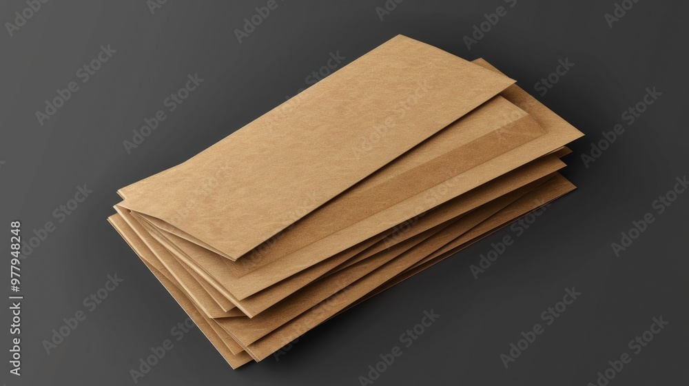 Poster a stack of brown envelopes sits on a table, perfect for office or home use