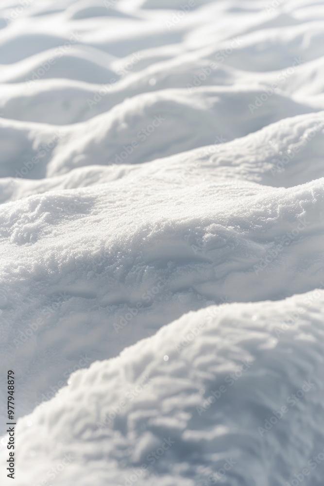 Poster A close-up view of snow-covered ground with intricate patterns and textures