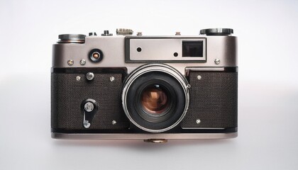 Fototapeta premium Isolated vintage camera with depth of field capturing lens details and retro style