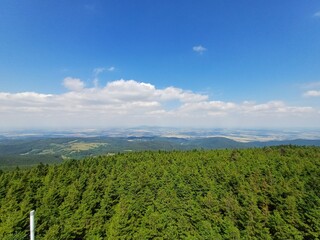 Views from Wielka Sowa mountain, owl mountains, lower silesia, central sudetes, highest peak, peak, wielka sowa, mountains, poland, summer 2024, sleza mountain, polish village © Paulina