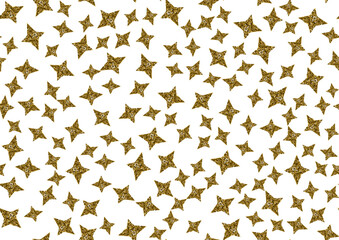 Seamless pattern with gold glitter textured stars. Tossed scattered elements repeat design Vector illustration eps10