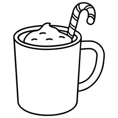 Festive Cocoa or Eggnog with Candy Cane Stirrer - Vector Art