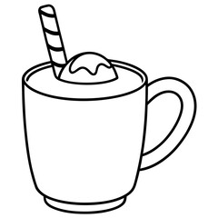 Festive Cocoa or Eggnog with Candy Cane Stirrer - Vector Art