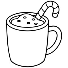 Festive Cocoa or Eggnog with Candy Cane Stirrer - Vector Art