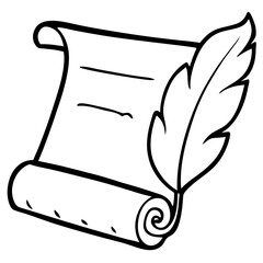 Scroll with List and Quill Vector Art