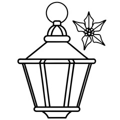 Classic Lantern with Warm Glow & Holly Accent – Vector Art