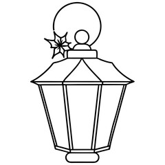 Classic Lantern with Warm Glow & Holly Accent – Vector Art