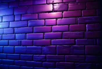 Obraz premium surreal and dreamlike, An industrial-style brick wall featuring intense green and purple lighting, with contrasting dark corners, creating depth and a sense of intrigue in the background., saturated, 