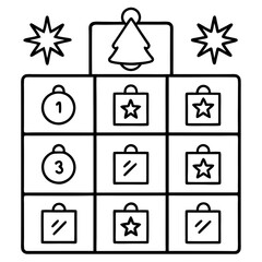 Holiday Icons Advent Calendar Numbered Squares Vector Design