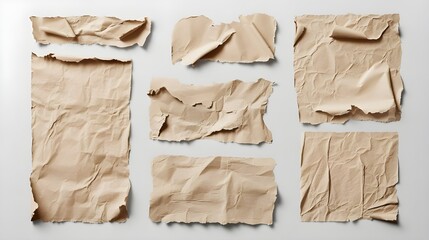 Set of torn paper sheet textures