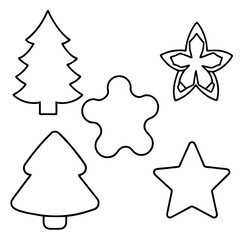 Assorted Cookie Cutter Shapes Stars, Trees, and Angels Vector Art