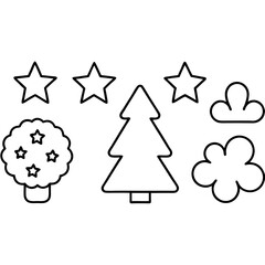 Assorted Cookie Cutter Shapes Stars, Trees, and Angels Vector Art