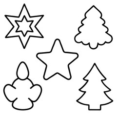 Assorted Cookie Cutter Shapes Stars, Trees, and Angels Vector Art