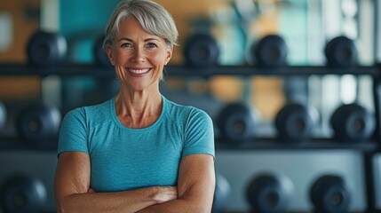 Fototapeta premium Smiling Senior Lady at the Gym