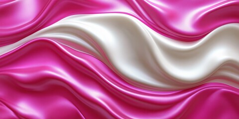 Obraz premium Close-up of smooth, glossy molten chocolate texture with flowing waves in white and fuchsia colors