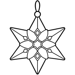 Star-Shaped Decorative Ornament with Hanging Loop - Vector Art