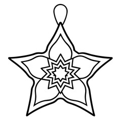 Star-Shaped Decorative Ornament with Hanging Loop - Vector Art