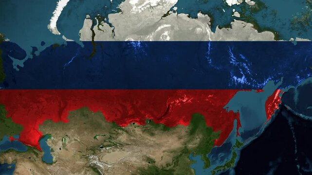 Zoom from Earth to Russia. (Country Flag) Images from NASA