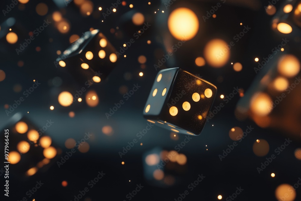 Aufkleber computer generated 3d image of dice against light circles on black background