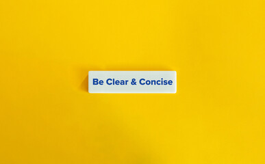 Be Clear and Concise Banner. Concept of Improving Communication and Writing Skills.