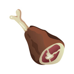 Colored icon Leg with meat and bone, pork, lamb or beef simple piece of thigh for barbecue grill. Vector icon on white background