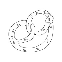 Pretzel vector outline icon. Illustration on a white background. Oktoberfest holiday symbol, illustration for bakery