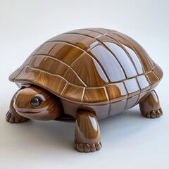 A turtle shaped object is sitting on a white surface, AI