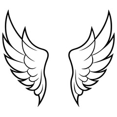 Elegant Curved Angel Wings - Detailed Vector Art