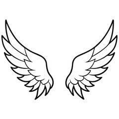 Elegant Curved Angel Wings - Detailed Vector Art