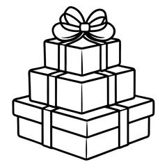 Stacked Gift Boxes with Ribbons and Bows - Vector Art
