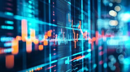 Fototapeta premium Abstract financial stock market data with colorful graphs and numbers