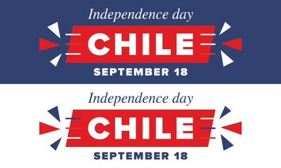 Chile Independence Day. Happy national holiday Fiestas Patrias. Freedom day. Celebrate annual in September 18. Chile flag. Patriotic chilean design. Poster, card, banner, template, background. Vector