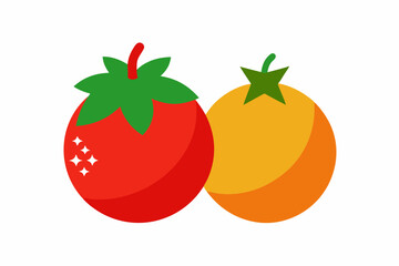 Two tomato and lemon logo icon vector illustration.