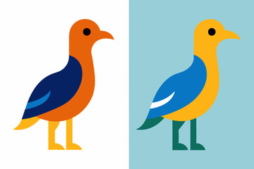 two birds on a white vector illustration.