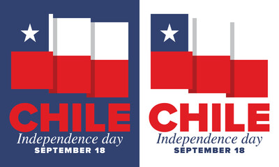 Chile Independence Day. Happy national holiday Fiestas Patrias. Freedom day. Celebrate annual in September 18. Chile flag. Patriotic chilean design. Poster, card, banner, template, background. Vector