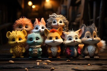 The Collection of Cartoon Animals Including One of the Characters., generative IA