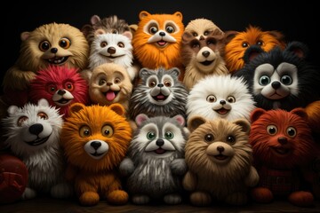 The group of cartoon animals are groupded together in a pattern generative there, generative IA