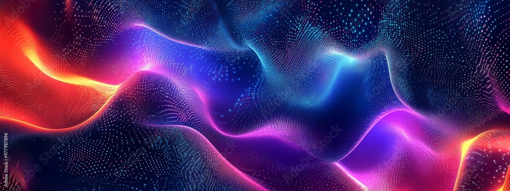 Poster abstract digital flow: a vibrant abstract background with flowing lines of red, blue, and purple lig