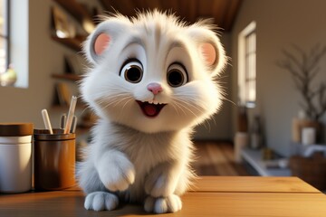 Cute animal animated in white background cartoon expressions animated expression, generative IA