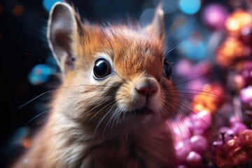 Japanese cute squirrel repeated anime art style patterns with pastel colors, generative IA