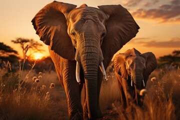 Obraz premium There are two elephants who are next to the other Generative, generative IA